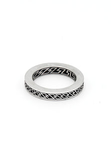 Italicized Greek banded ring